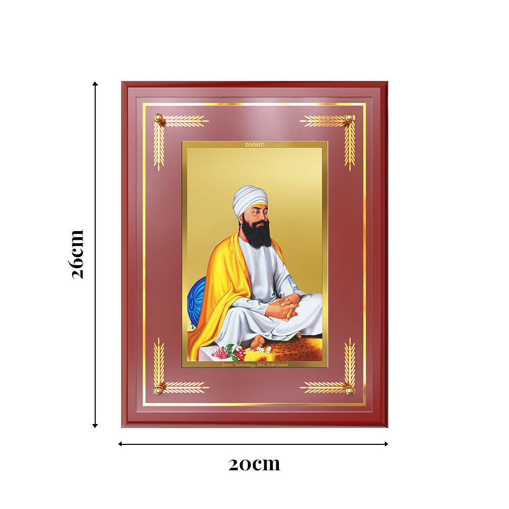Guru Tegh Bahadar Sahib Ji | Divine Wall and Tabletop Photo Frame in 24K Gold Plated Foil
