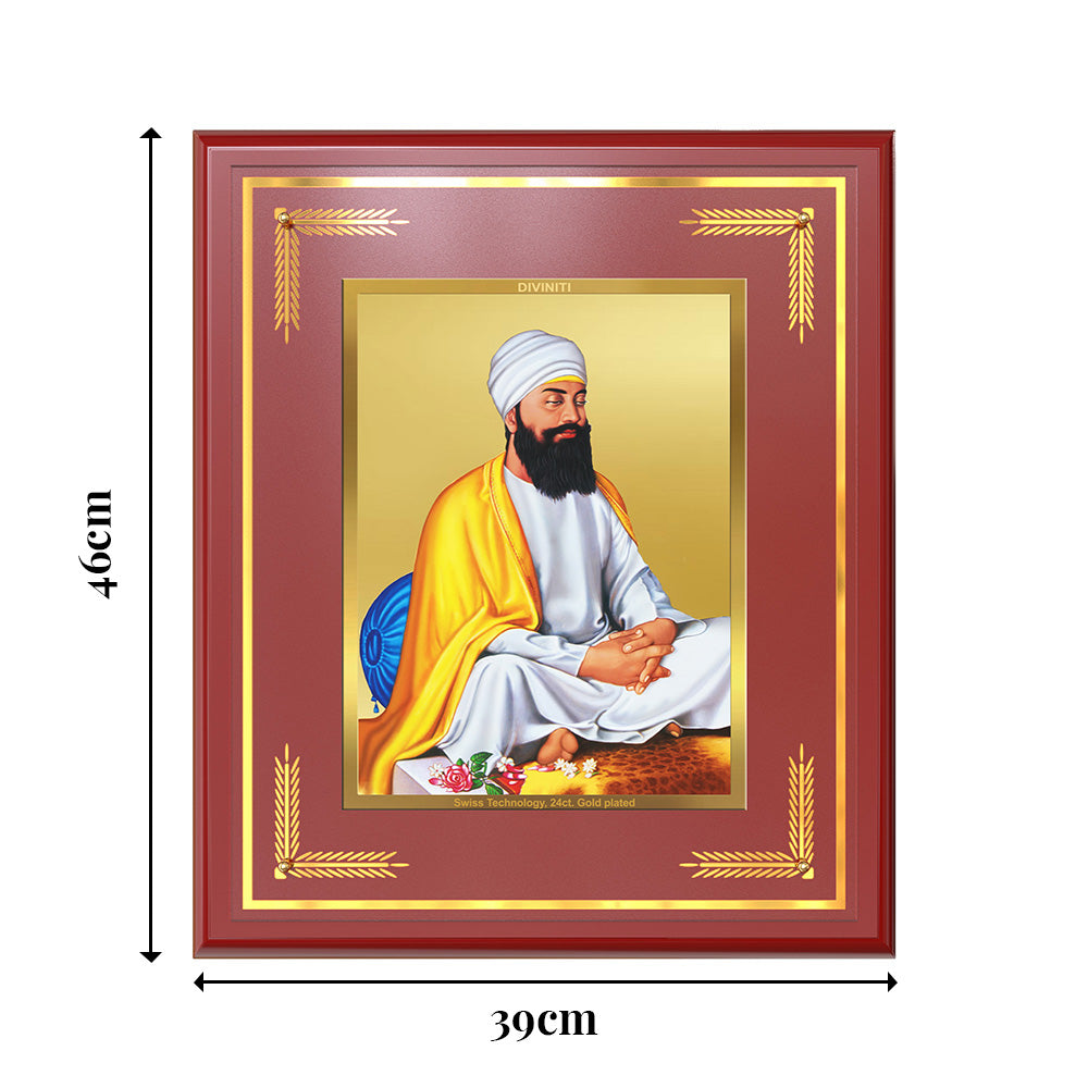 Guru Tegh Bahadur Sahib Ji | Divine Wall Mount Photo Frame in 24K Gold Plated Foil