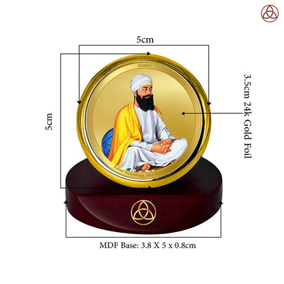 Guru Tegh Bahadar Ji | Ninth Sikh Guru and Dharam-Di-Chadar Spiritual Car Dashboard frame in 24K Gold Plated Foil
