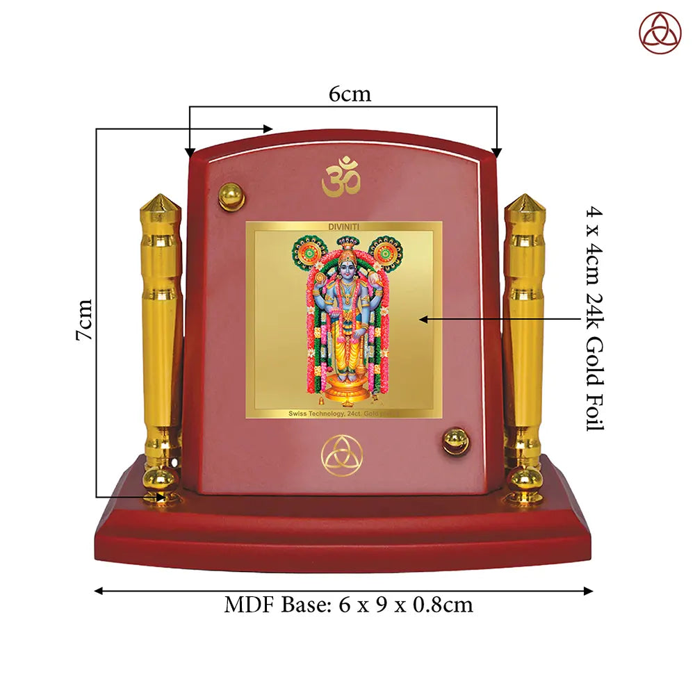 Guruvayurappan | Lord Krishna of Guruvayur Car Dashboard Frame in 24K Gold Plated Foil