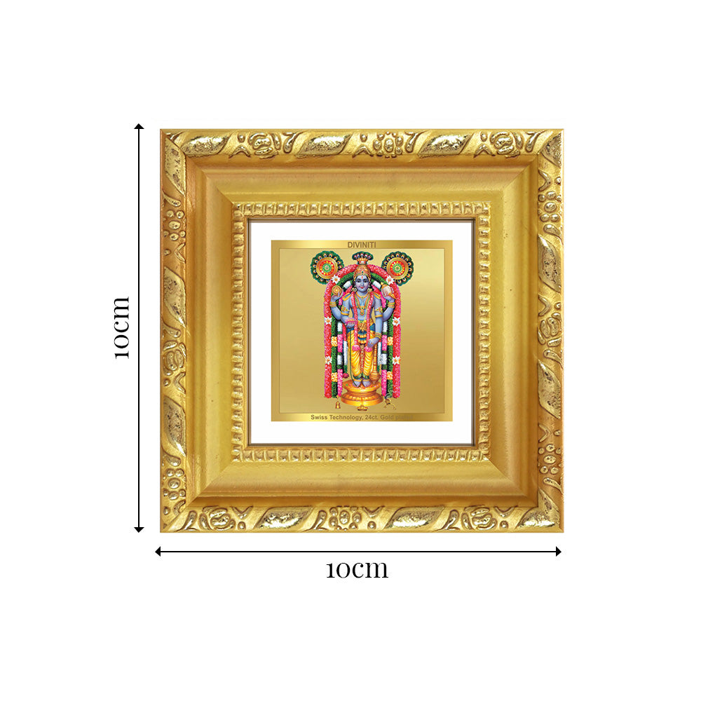 Diviniti Guruvayurappan (Lord Krishna) Tabletop Photo Frame in 24K Gold Plated Foil | Devotion, Prosperity & Divine Blessings | DG103S1A (10x10 CM)