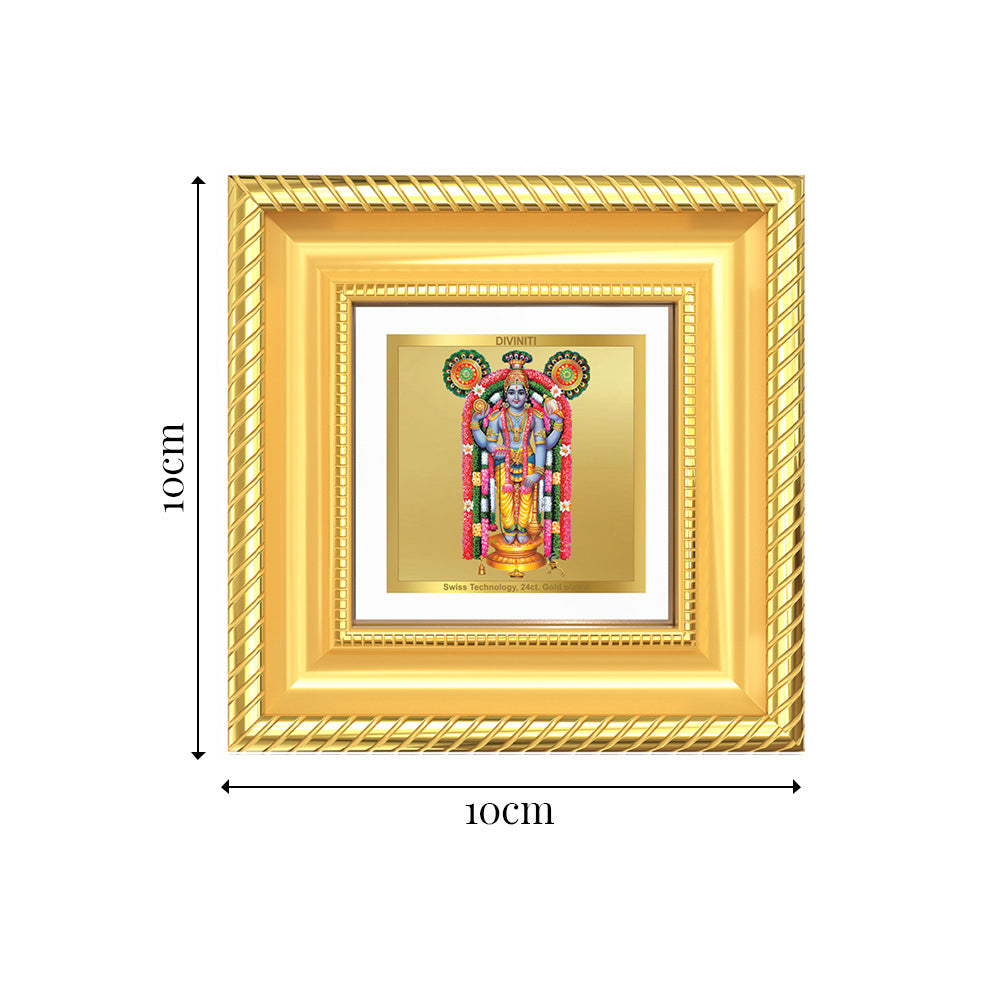 Diviniti Guruvayurappan (Lord Krishna) Tabletop Frame in 24K Gold Plated Foil | Devotion, Prosperity & Divine Blessings | DG015S1A (10x10 CM)