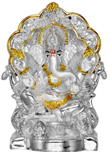 Load image into Gallery viewer, Diviniti Ganesha on Sinhasan Idol for Home Decor| 999 Silver Plated Sculpture of Ganesha| Idol for Home, Office, Temple &amp; Table Decoration| Religious Idol For Prayer, Gift
