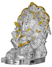Load image into Gallery viewer, Diviniti Ganesha on Sinhasan Idol for Home Decor| 999 Silver Plated Sculpture of Ganesha| Idol for Home, Office, Temple &amp; Table Decoration| Religious Idol For Prayer, Gift