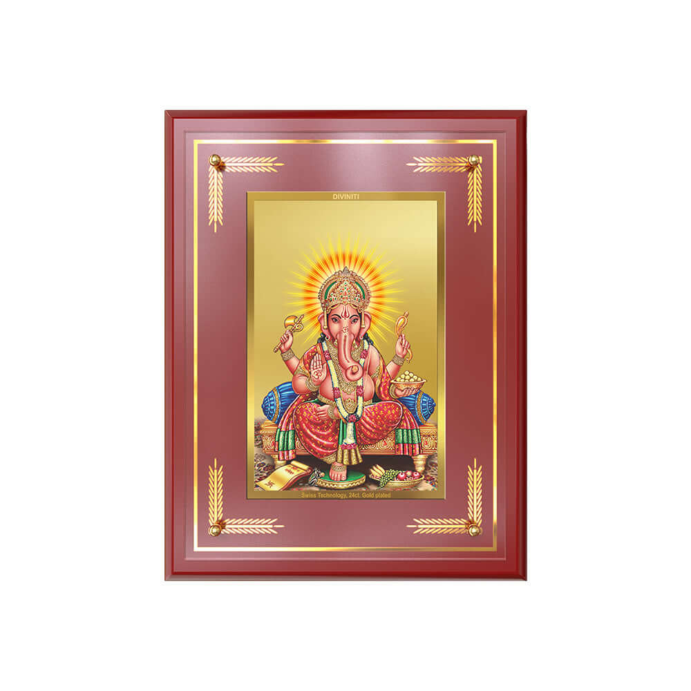 Ganesha | Lord Ganpati Wall and Tabletop Photo Frame in 24K Gold Plated Foil