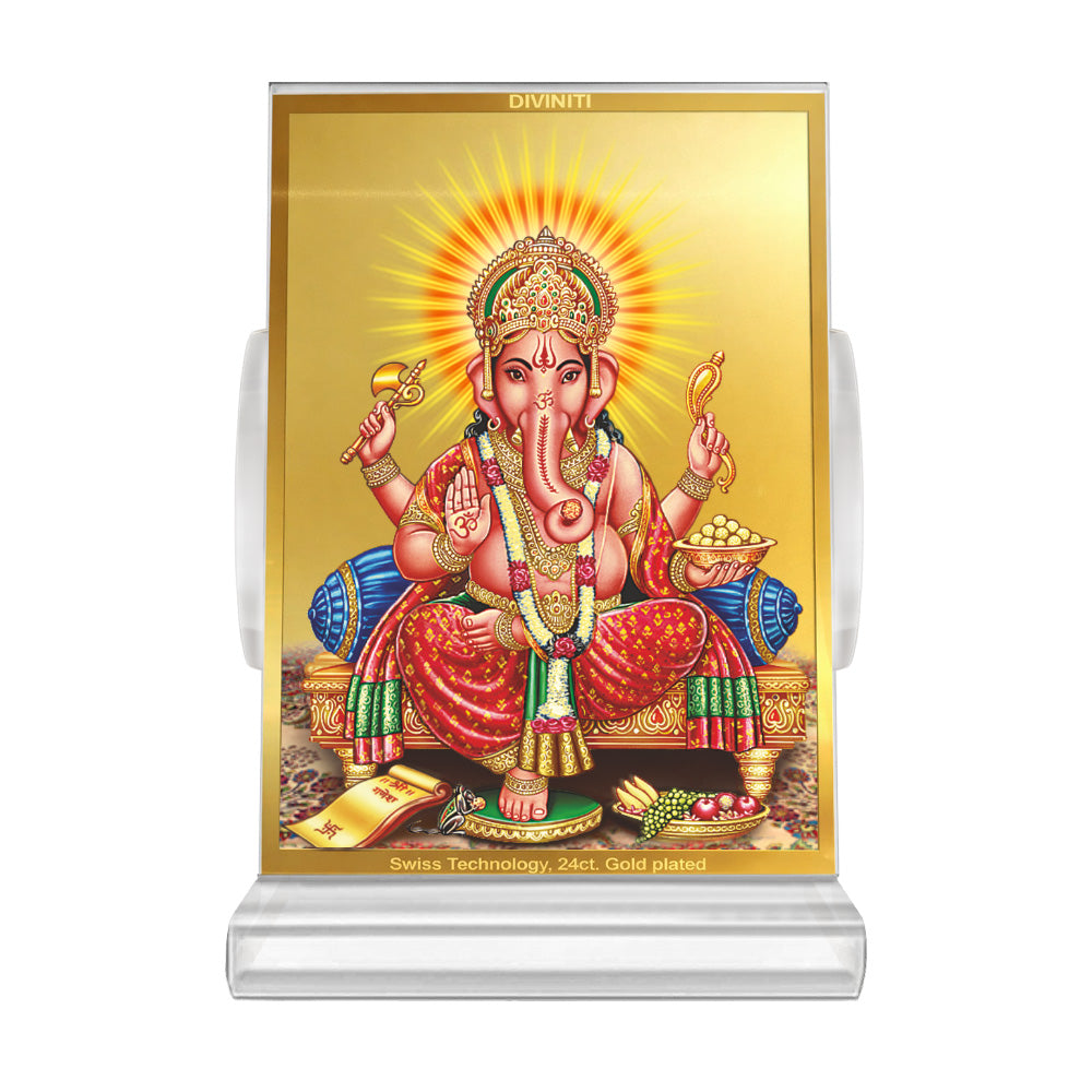 Ganesha | Lord Ganpati Car Dashboard Frame in 24K Gold Plated Foil