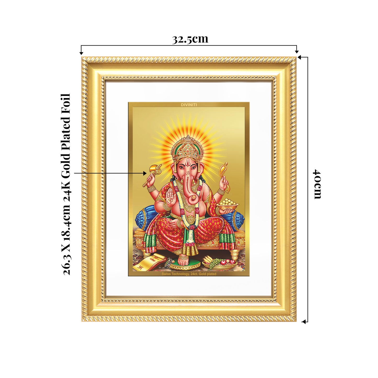Ganesha | Lord Ganpati Wall Mount Photo Frame in 24K Gold Plated Foil