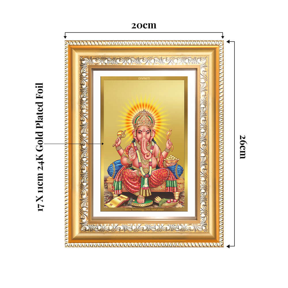 Ganesha | Lord Ganpati Wall and Tabletop Photo Frame in 24K Gold Plated Foil