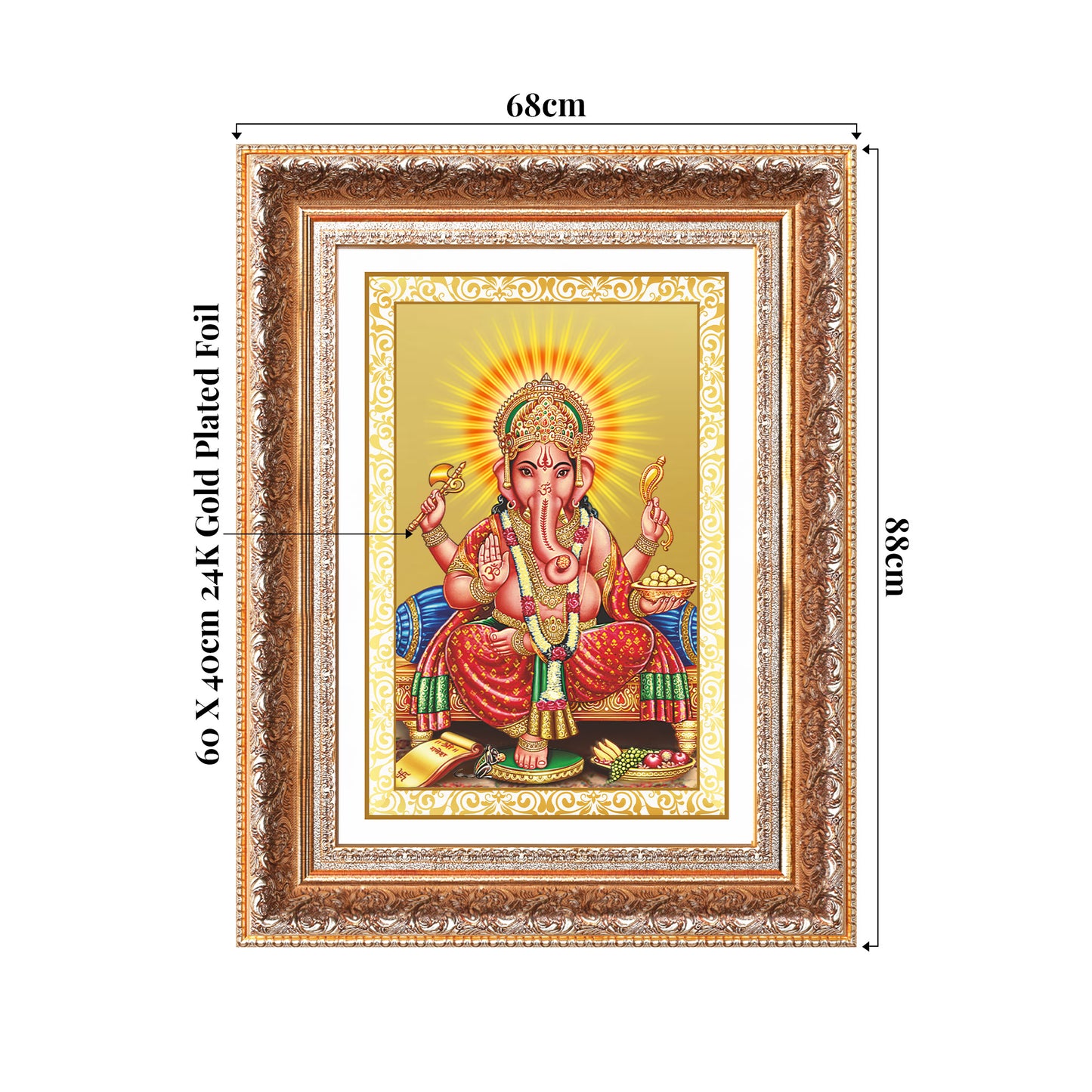 Ganesha | Lord Ganpati Wall Mount Photo Frame in 24K Gold Plated Foil