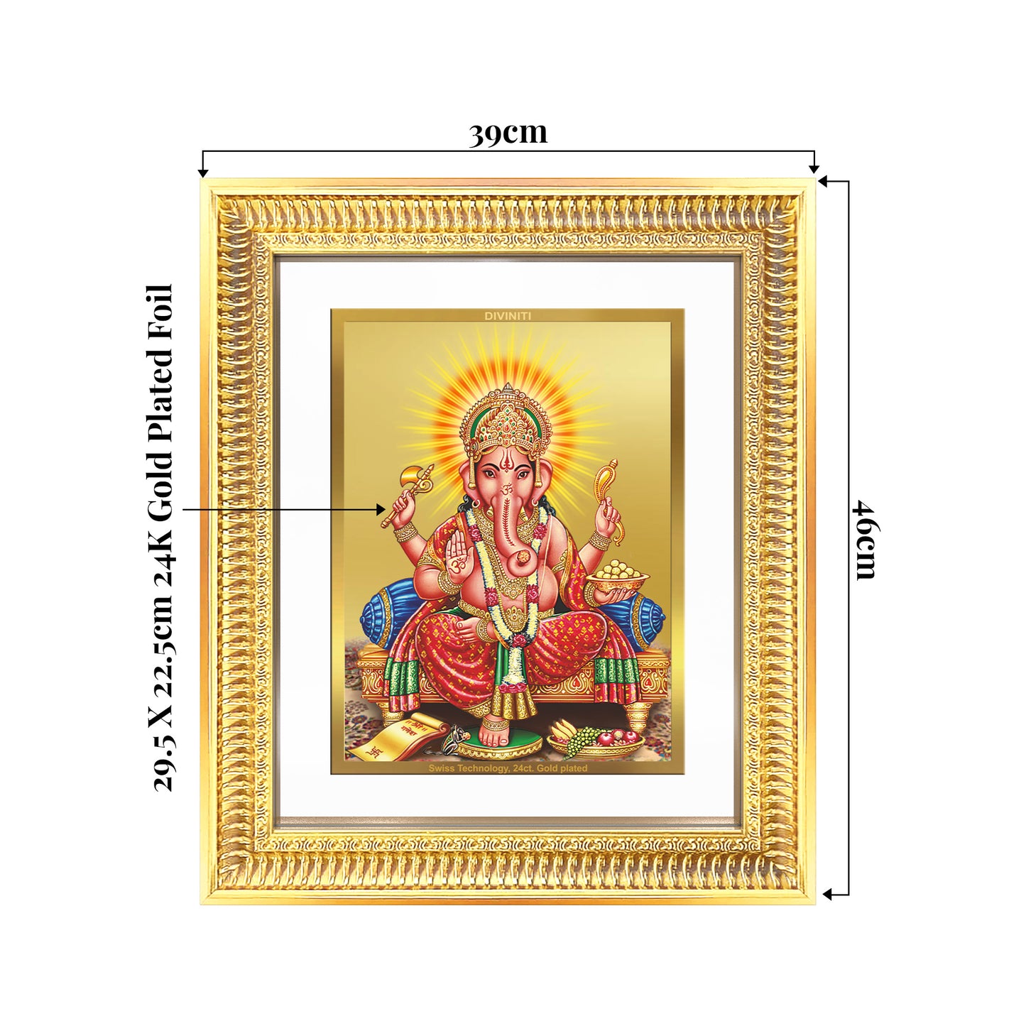 Ganesha | Lord Ganpati Wall Mount Photo Frame in 24K Gold Plated Foil