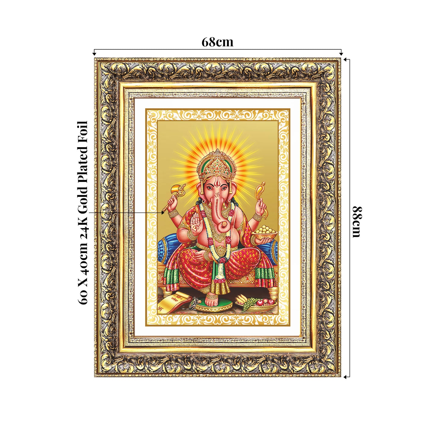 Ganesha | Lord Ganpati Wall Mount Photo Frame in 24K Gold Plated Foil