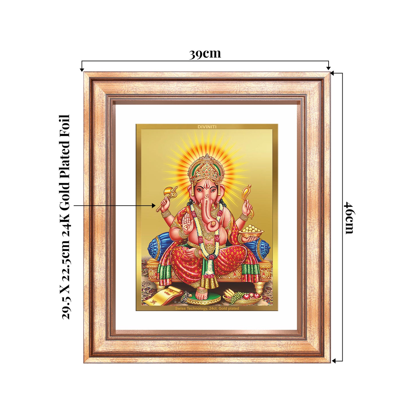 Ganesha | Lord Ganpati Wall Mount Photo Frame in 24K Gold Plated Foil