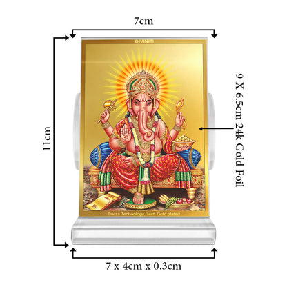 Ganesha | Lord Ganpati Car Dashboard Frame in 24K Gold Plated Foil