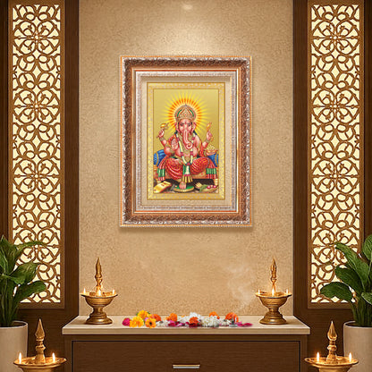 Ganesha | Lord Ganpati Wall Mount Photo Frame in 24K Gold Plated Foil