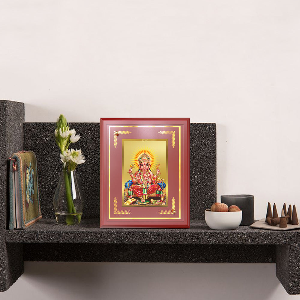 Ganesha | Lord Ganpati Wall and Tabletop Photo Frame in 24K Gold Plated Foil