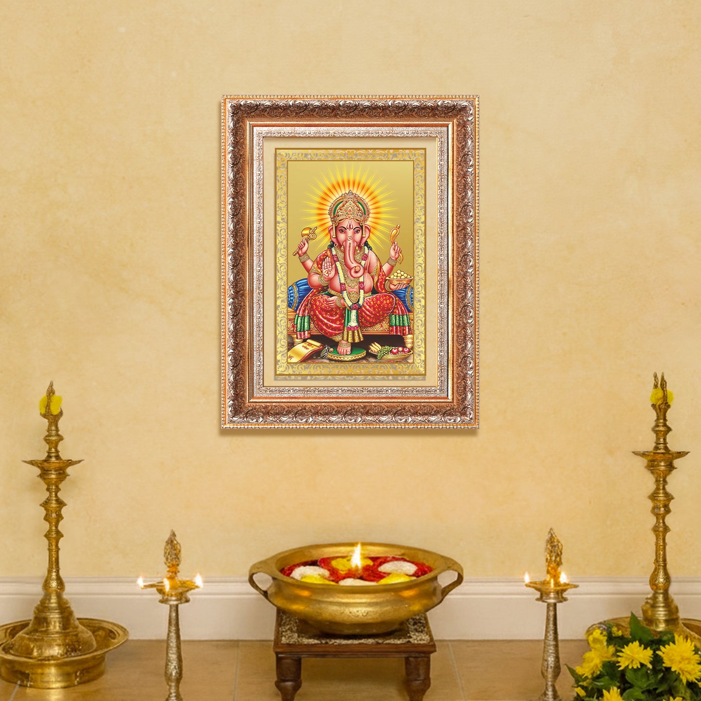 Ganesha | Lord Ganpati Wall Mount Photo Frame in 24K Gold Plated Foil
