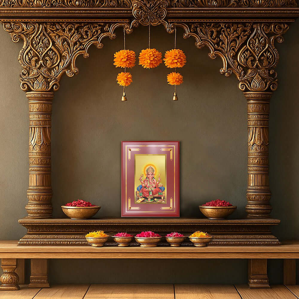 Ganesha | Lord Ganpati Wall and Tabletop Photo Frame in 24K Gold Plated Foil