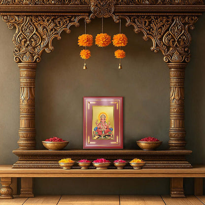 Ganesha | Lord Ganpati Wall and Tabletop Photo Frame in 24K Gold Plated Foil