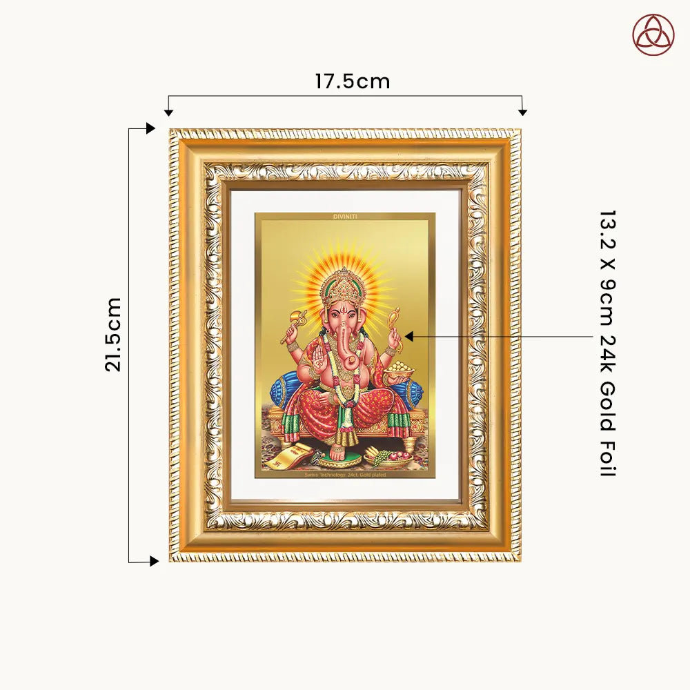 Ganesha | Lord Ganpati Wall & Tabletop Photo Frame in 24K Gold Plated Foil