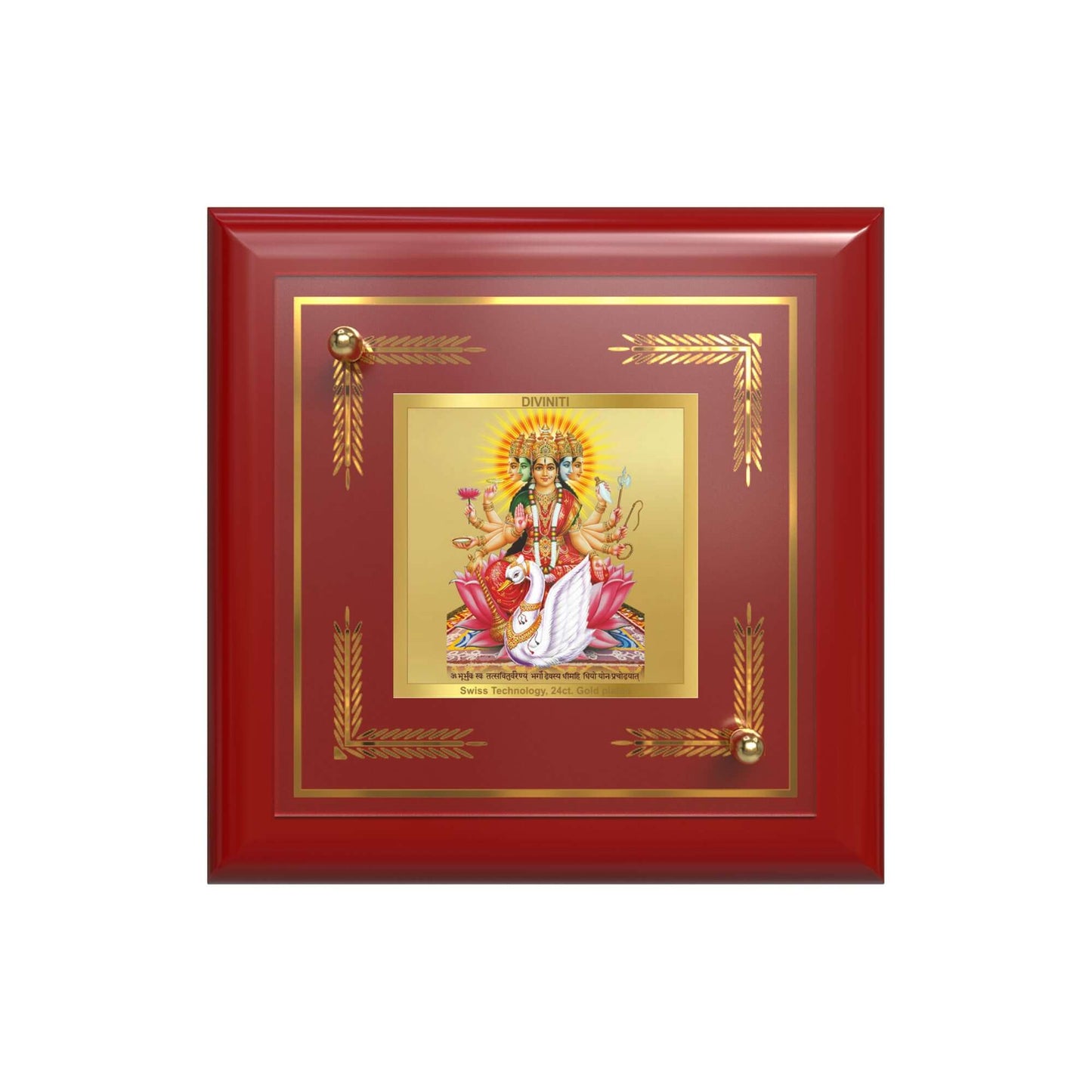 Gayatri Mata | Goddess of Wisdom | Divine Mother of Vedas For Tabletop Frame in 24K Gold Plated Foil