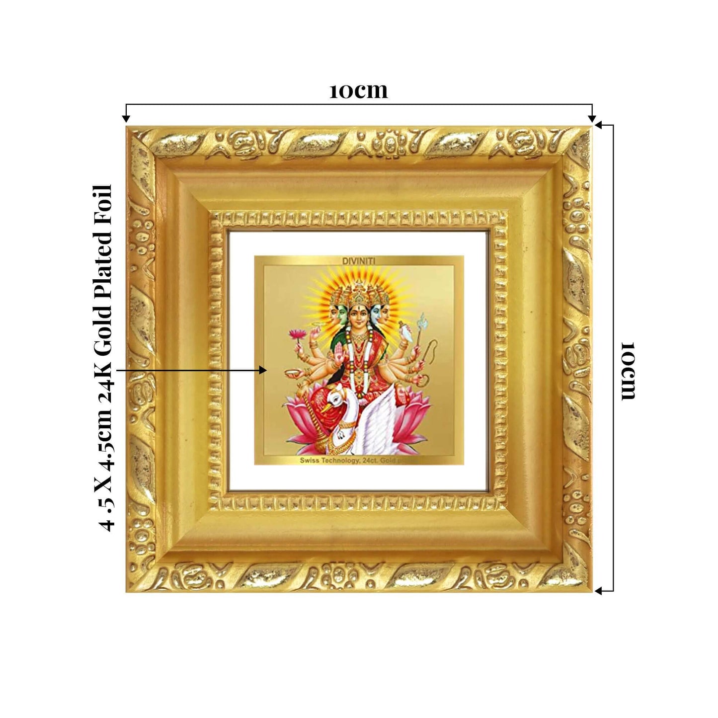 Gayatri Mata | Goddess of Wisdom | Divine Mother of Vedas For Tabletop Frame in 24K Gold Plated Foil