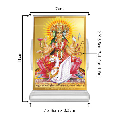 Gayatri Mata | Goddess of Wisdom & Purity Car Dashboard Frame in 24K Gold Plated Foil