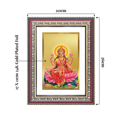 Goddess Lakshmi | Devi of Wealth & Prosperity Wall and Tabletop Photo Frame in 24K Gold Plated Foil