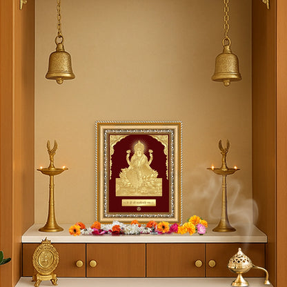 Goddess Lakshmi | Devi of Wealth & Prosperity Gold on Gold Wall Hanging Frame in 24K Gold Plated Foil