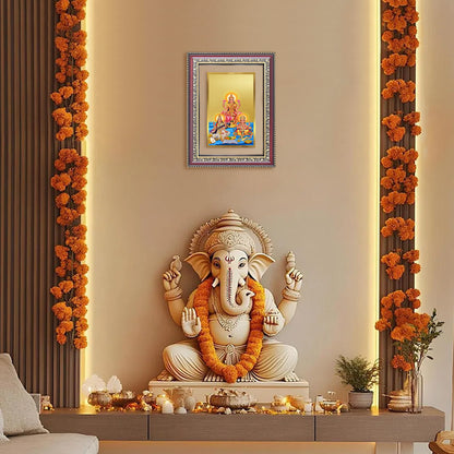 Goddess Lakshmi, Saraswati & Lord Ganesha | Divine Trio Wall and Tabletop Photo Frame in 24K Gold Plated Foil