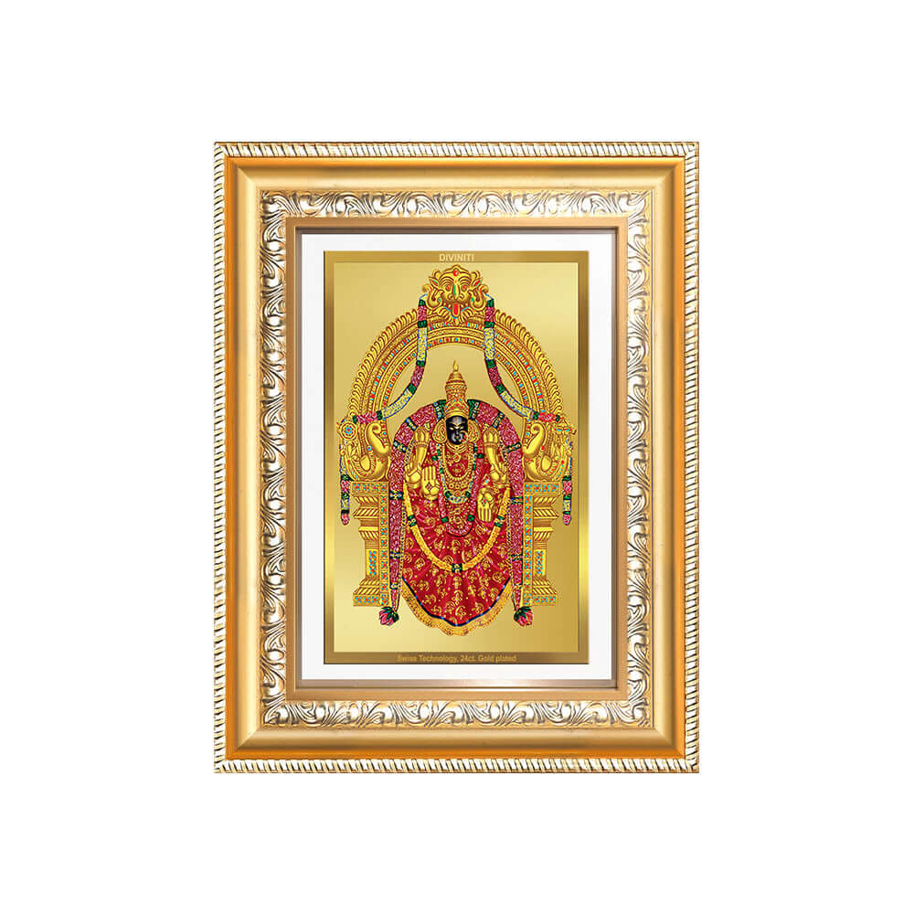 Goddess Padmavati | Consort of Lord Tirupati Balaji Wall and Tabletop Photo Frame in 24K Gold Plated Foil