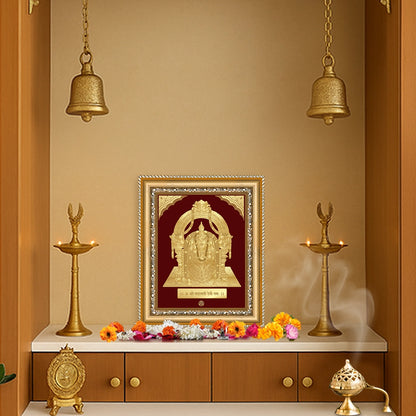 Goddess Padmavati | Consort of Lord Tirupati Balaji Gold on Gold Wall Hanging Frame in 24K Gold Plated Foil