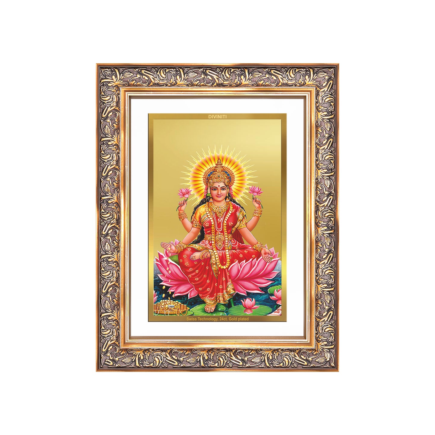 Goddess Lakshmi | Devi of Wealth & Prosperity Wall Mount Photo Frame in 24K Gold Plated Foil