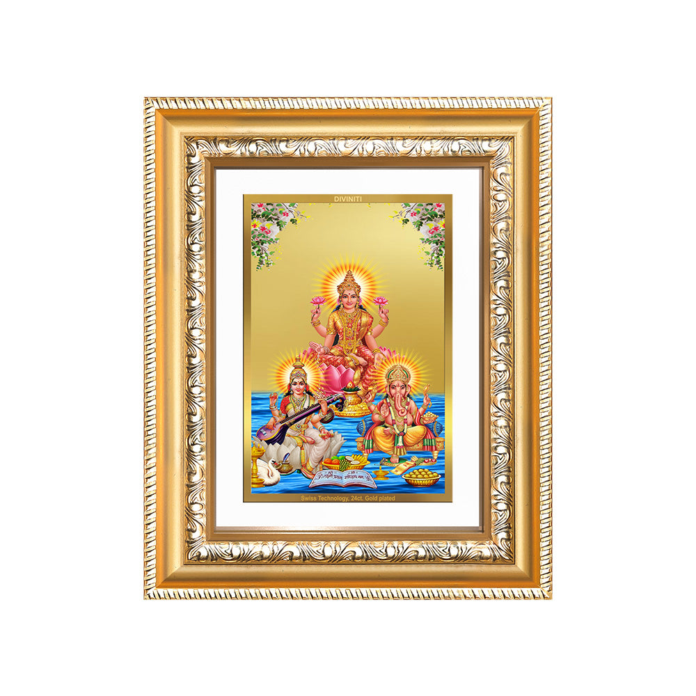 Goddess Lakshmi Tabletop Photo Frame in 24K Gold Plated Foil at diviniti