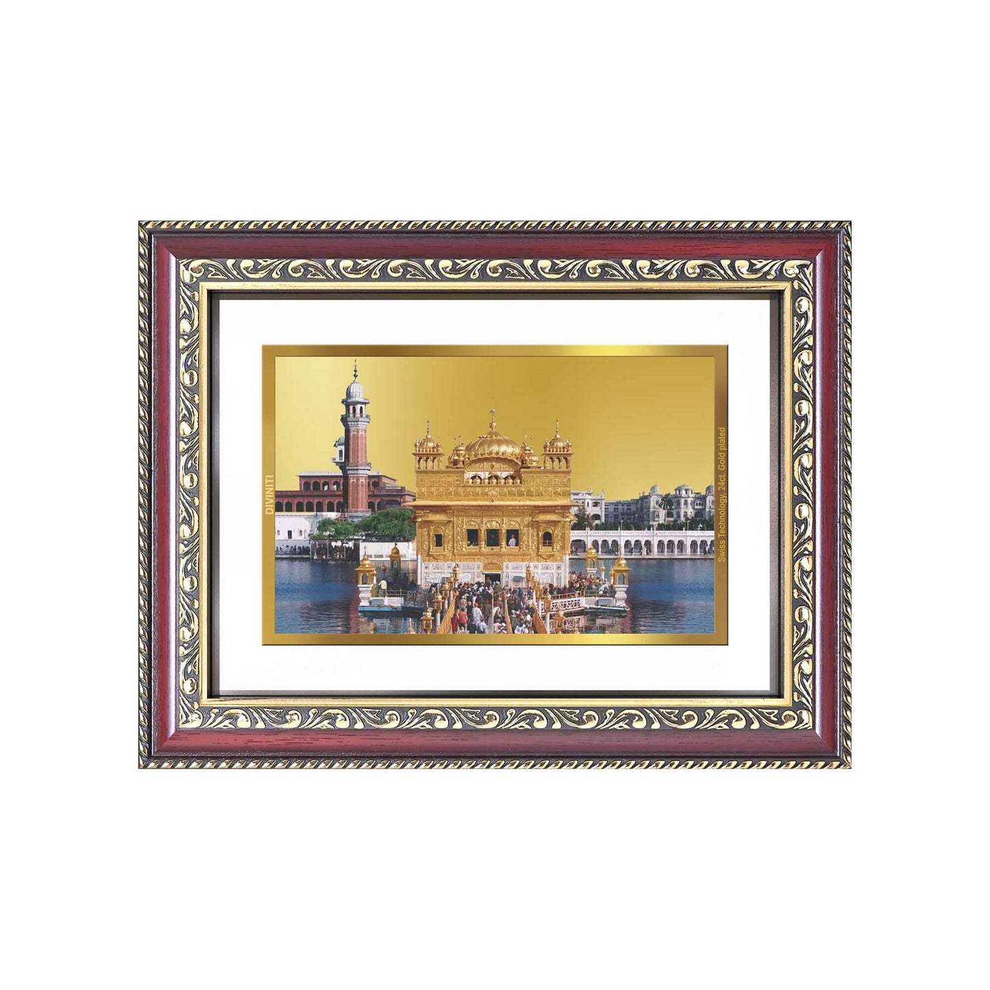 Sachkhand Shri Darbar Sahib Ji | Golden Temple | Sacred Sikh Shrine Wall and Tabletop Photo Frame in 24K Gold Plated Foil
