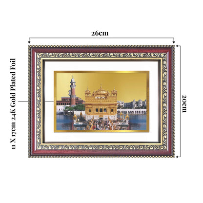 Sachkhand Shri Darbar Sahib Ji | Golden Temple | Sacred Sikh Shrine Wall and Tabletop Photo Frame in 24K Gold Plated Foil