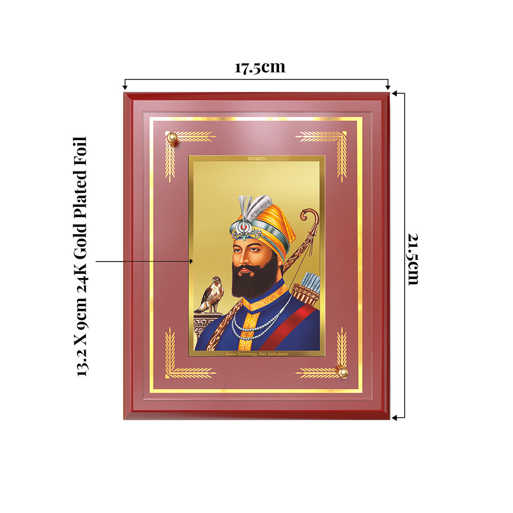Guru Gobind Singh Ji | Divine Wall and Tabletop Mount Photo Frame in 24K Gold Plated Foil
