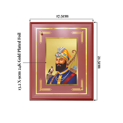 Guru Gobind Singh Ji | Divine Wall and Tabletop Mount Photo Frame in 24K Gold Plated Foil