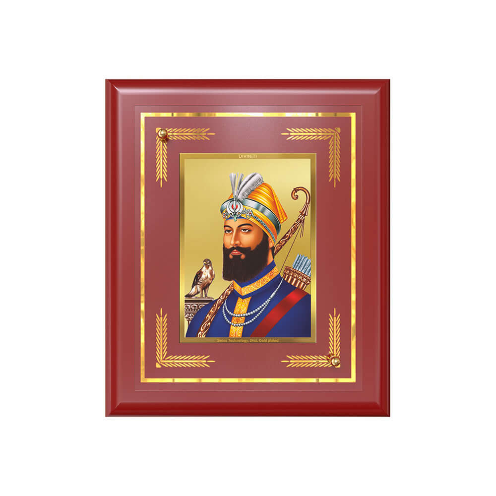 Guru Gobind Singh Ji Dasmesh Pita Khalsa Panth For Wall & Tabletop Frame in 24K Gold Plated Foil