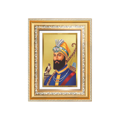 Guru Gobind Singh Ji | Divine Wall and Tabletop Mount Photo Frame in 24K Gold Plated Foil
