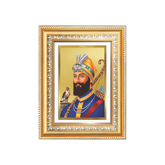 Guru Gobind Singh Ji | Divine Wall and Tabletop Mount Photo Frame in 24K Gold Plated Foil