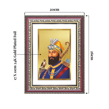 Guru Gobind Singh Ji | Divine Wall and Tabletop Mount Photo Frame in 24K Gold Plated Foil