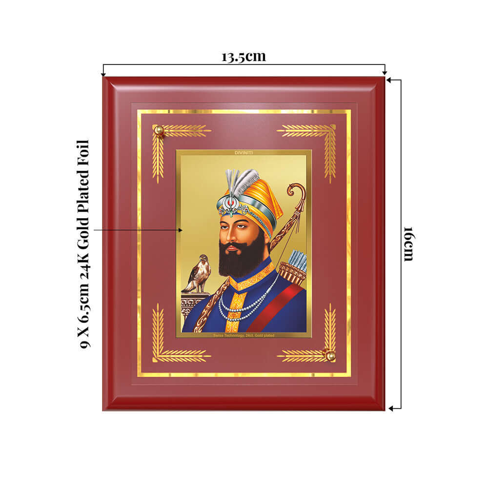 Guru Gobind Singh Ji Dasmesh Pita Khalsa Panth For Wall & Tabletop Frame in 24K Gold Plated Foil