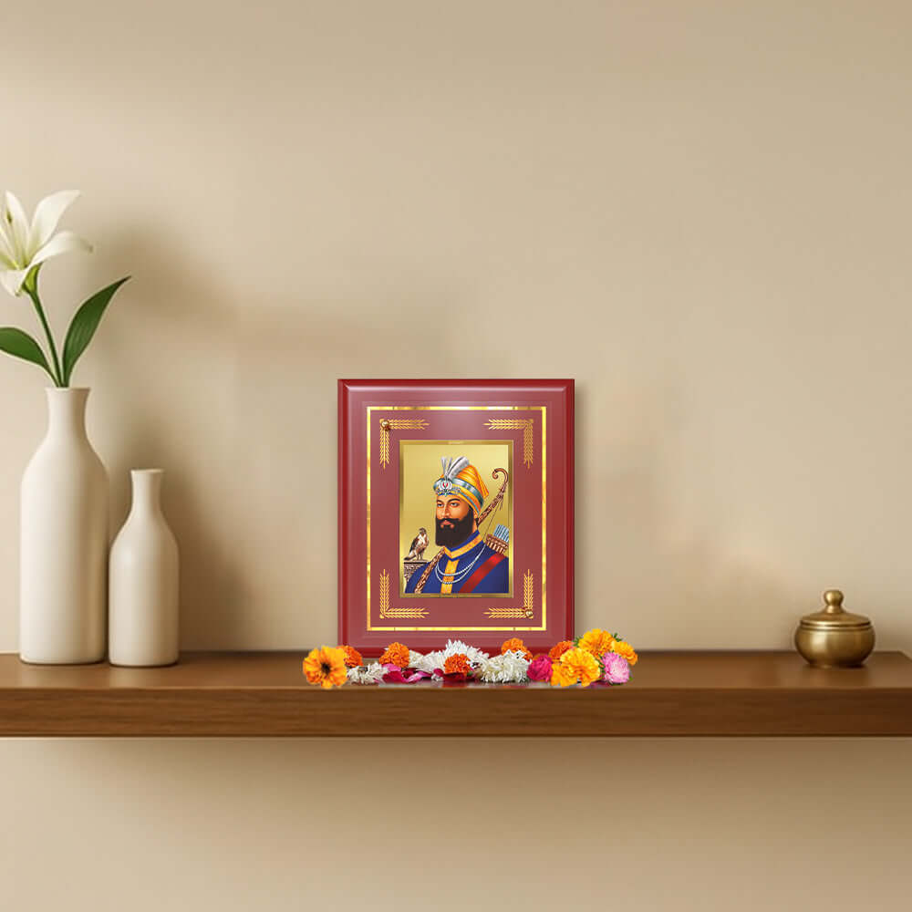 Guru Gobind Singh Ji Dasmesh Pita Khalsa Panth For Wall & Tabletop Frame in 24K Gold Plated Foil