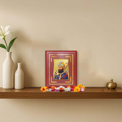 Guru Gobind Singh Ji Dasmesh Pita Khalsa Panth For Wall & Tabletop Frame in 24K Gold Plated Foil