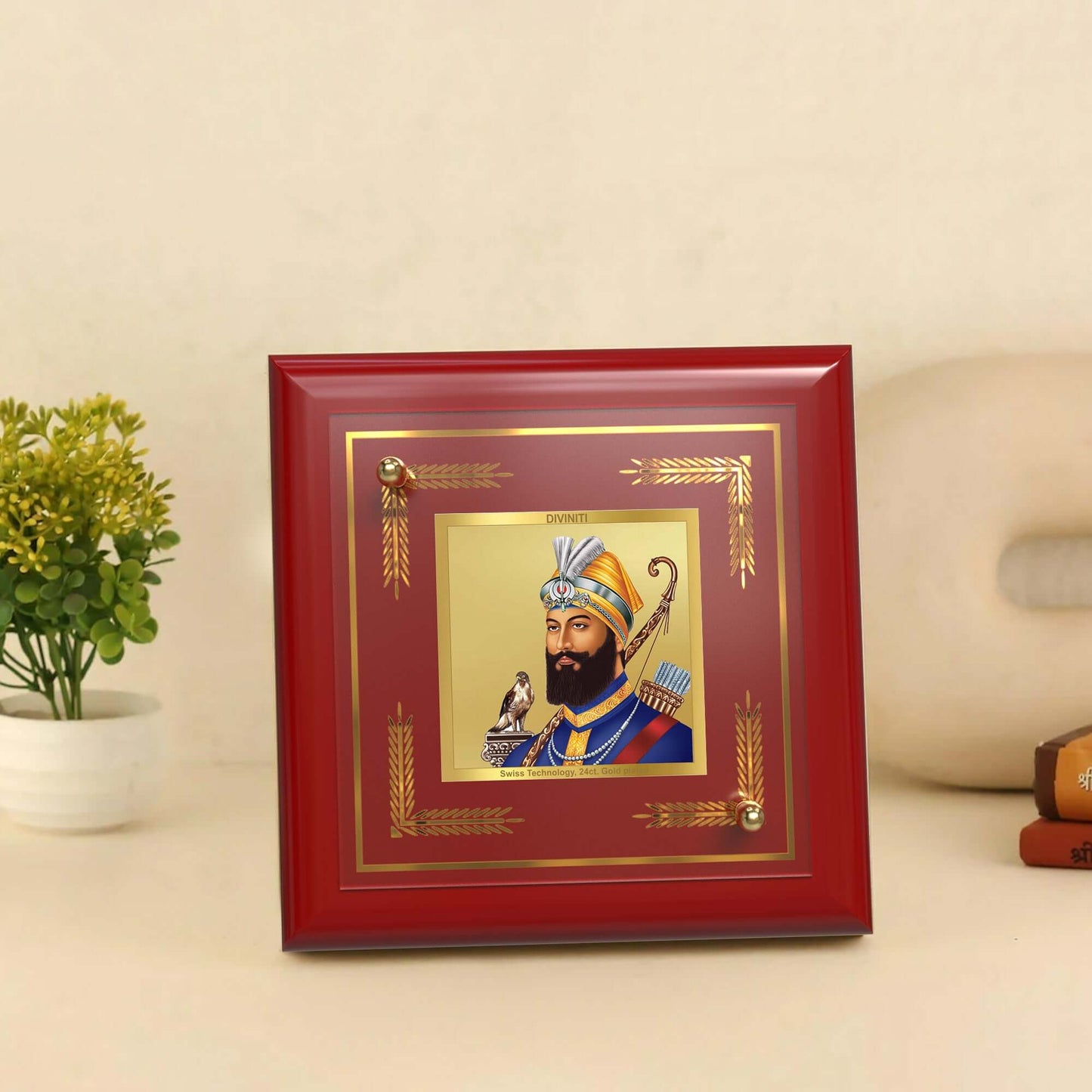 Guru Gobind Singh Ji | Tenth Sikh Guru | Founder of Khalsa For Tabletop Frame in 24K Gold Plated Foil