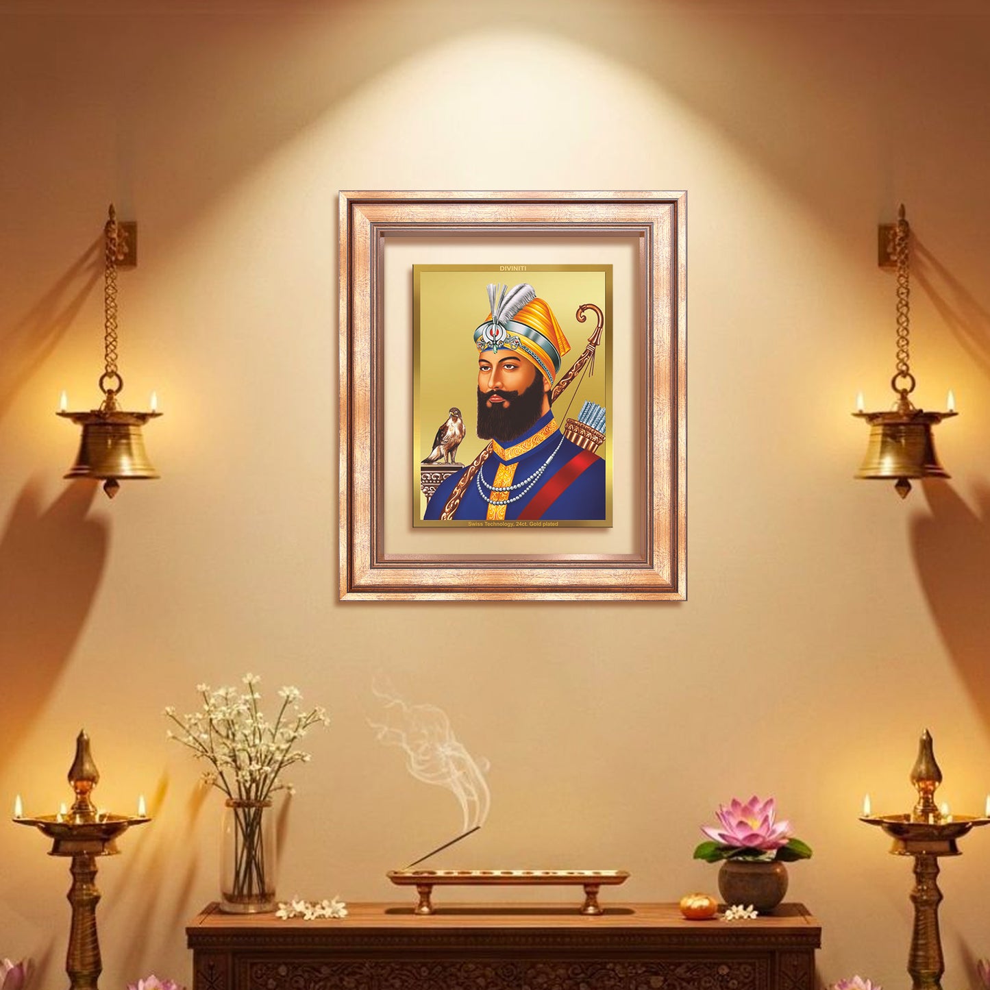 Guru Gobind Singh Ji | Divine Wall Mount Photo Frame in 24K Gold Plated Foil
