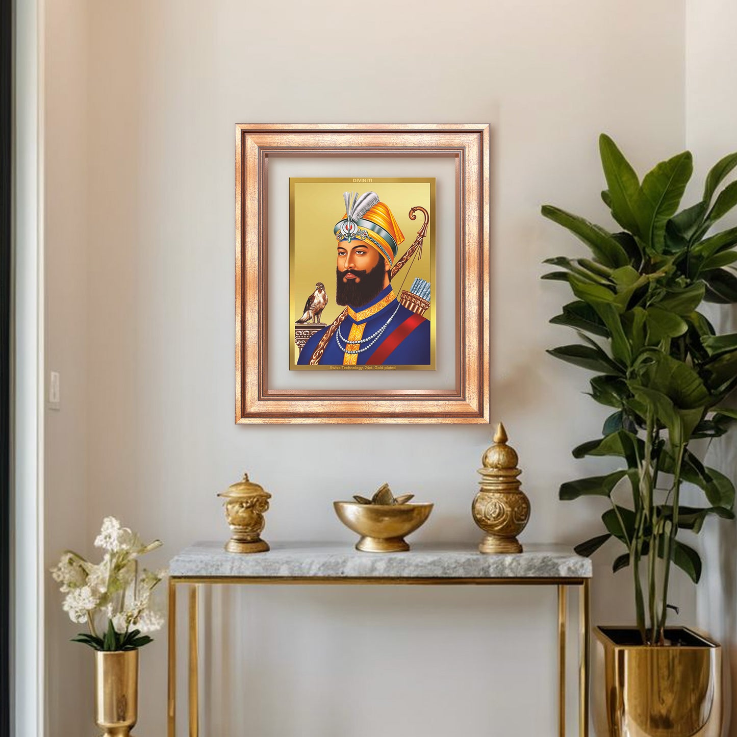 Guru Gobind Singh Ji | Divine Wall Mount Photo Frame in 24K Gold Plated Foil