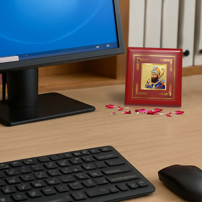 Guru Gobind Singh Ji | Tenth Sikh Guru | Founder of Khalsa For Tabletop Frame in 24K Gold Plated Foil