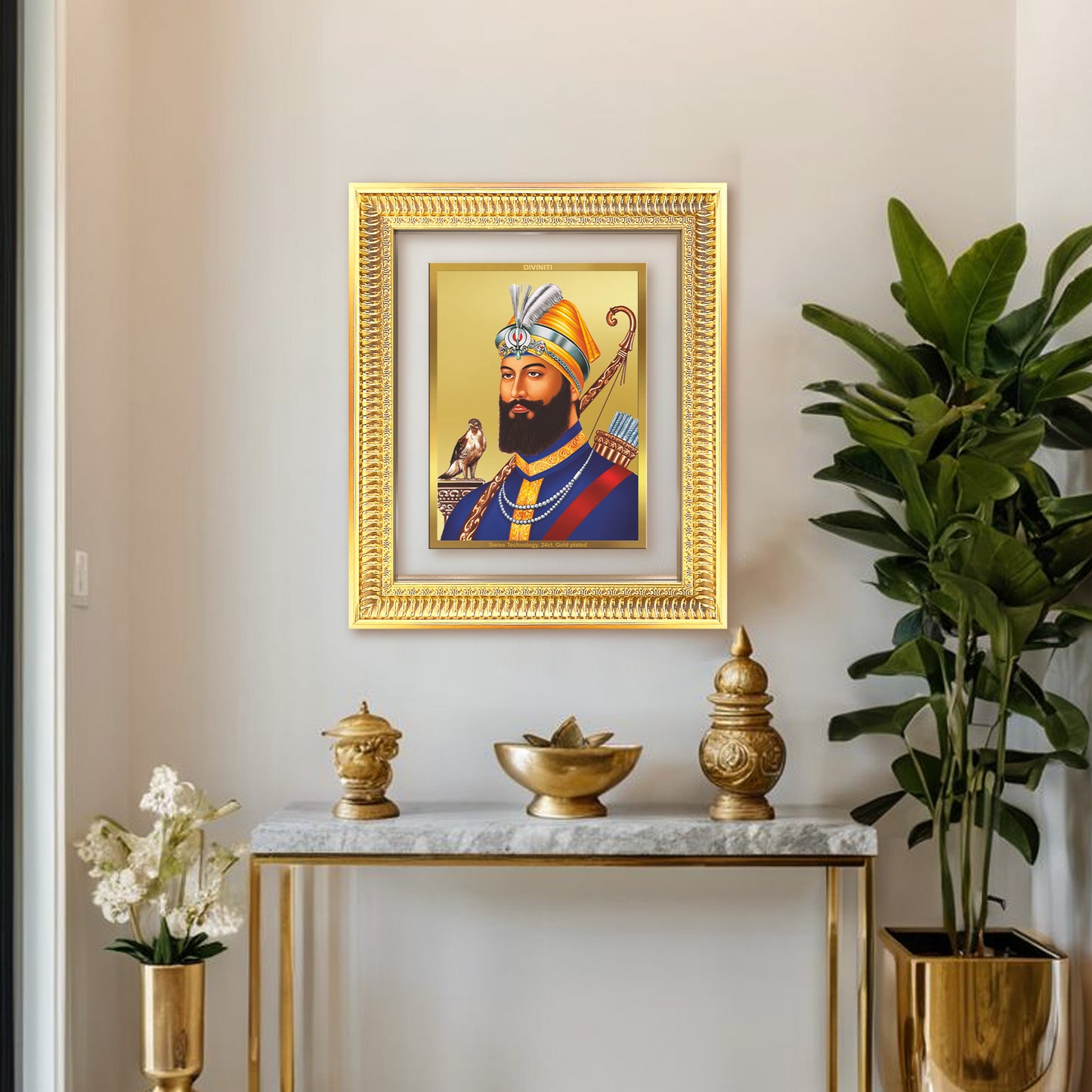 Guru Gobind Singh Ji | Divine Wall Mount Photo Frame in 24K Gold Plated Foil