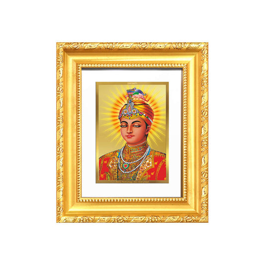Guru Harkrishan Sahib Ji framed artwork in 24K gold plated foil symbolizing compassion and healing.
